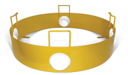 20 inch security ring, carbon steel, 7 inches high (12 inches high with handle), 34-1/16 inch OD, (4) 4 inch access holes, with indicator tab